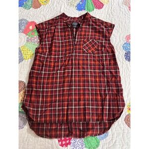 Pendleton Women's sleeveless Button Down Shirt Large Plaid casual